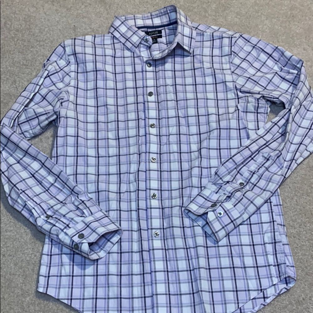 Apt 9 Men's dress Shirt white purple size small